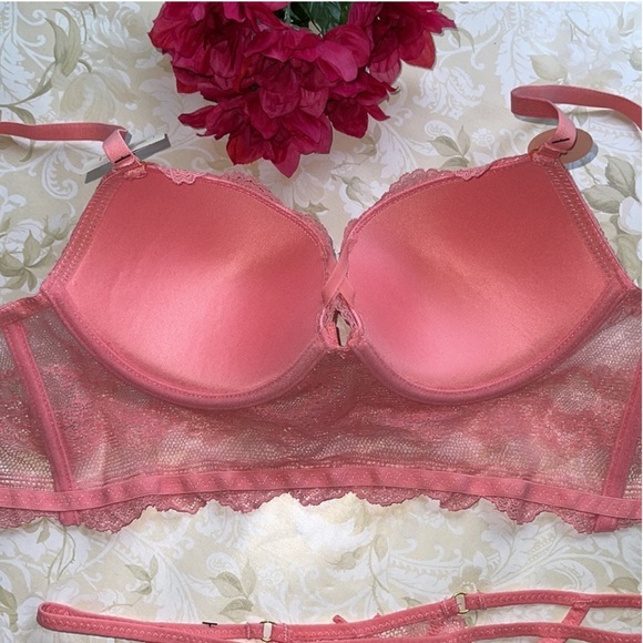 SPREE Intimates Lace Long Line Push Up Set Bra & Thong - Picture 10 of 14